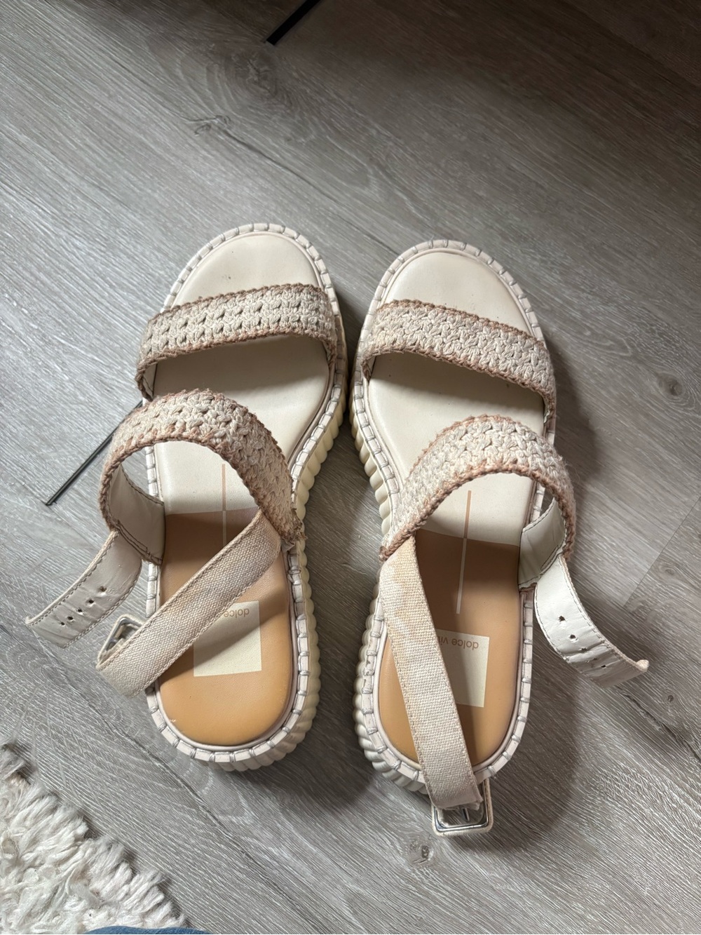 Dolce Vita Cream Braided Strap Platform Sandals